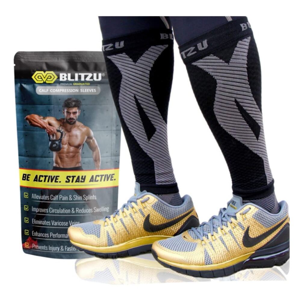 Blitzu Calf Compression Sleeves for Running - black - adult small to medium